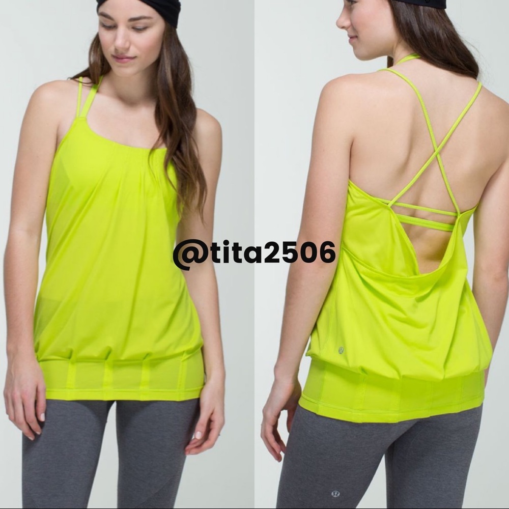 Lululemon flow and go strappy  tank size 6 neon